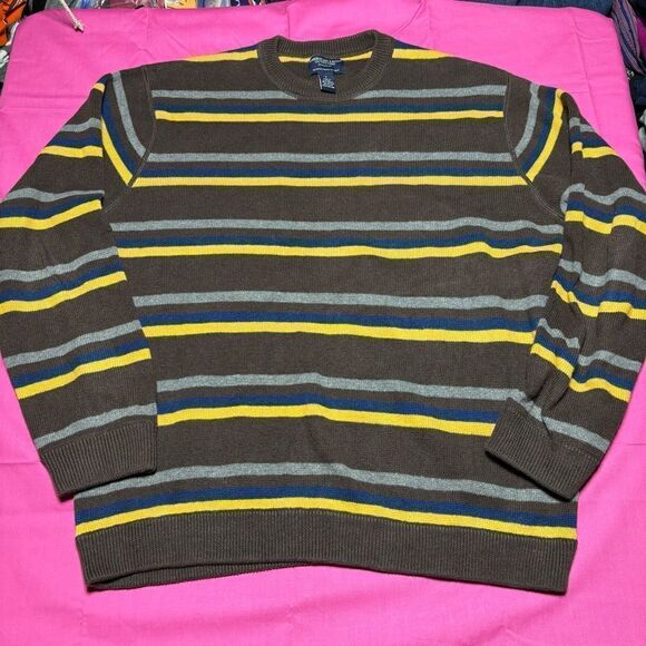 American Eagle Outfitters Brown Striped Crewneck Sweater‎ Men’s Large - Picture 1 of 5